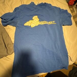 Blue Graphic T-Shirt with Yellow Design